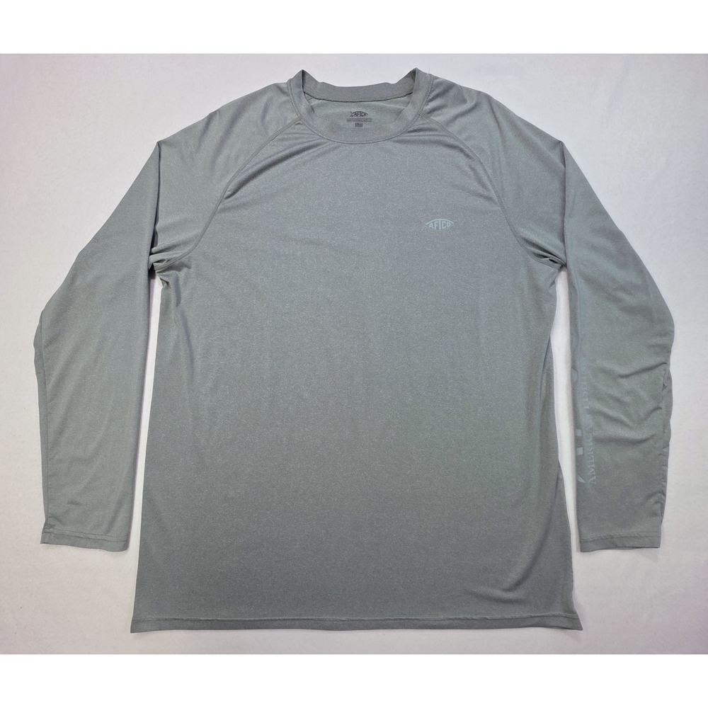 Aftco Shirt Mens‎ 2XL Green Aftech Performance Fishing Wicking Graphic Sleeve